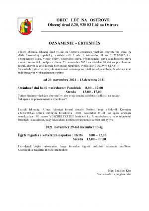 Oznámenie - Értesítés 