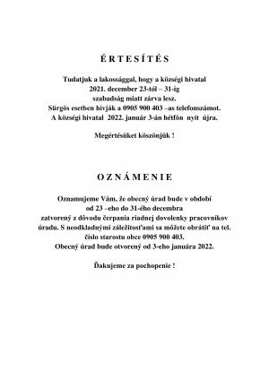 Értesítés - Oznámenie  1